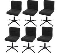 Lot De 6 Chaises De Salle À Manger Kavala Ii, Chaise De Cuisine, Hauteur Réglable Mécanisme Rotatif Tissu/Textile Gris Foncé, Pied Noir Multicolore