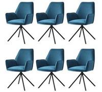 Lot de 6 chaise mendler en metal non pliable interieur H. 86 cm bleu Bleu G
