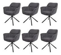 Lot de 6 chaises de salle à manger HWC-K33, chaise de cuisine, pivotante Auto-Position, tissu/textile gris corde