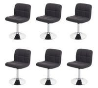 Lot de 6 chaises de salle à manger Kavala, chaise de cuisine, tissu/textile chrome pivotant gris foncé
