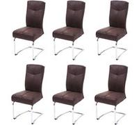 6x chaise de salle à manger HWC-G56, chaise de cuisine cantilever, textile aspect daim brun