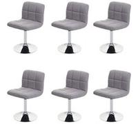 Lot de 6 chaises de salle à manger Kavala, chaise de cuisine, tissu/textile chrome pivotant gris clair
