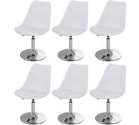 6x Chaise Pivotante Malmö T501, Réglable En Hauteur, Cuir Synthétique Blanc Multicolore