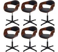 Lot De 6 Chaises De Salle À Manger Hwc-H46, Chaise De Cuisine, Réglable En Hauteur Mécanisme De Rotation Bois Courbé Aspect No Multicolore