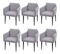 Lot de 6 chaises de salle à manger HWC-H93, chaise de cuisine fauteuil tissu/textile gris clair
