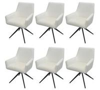 Lot de 6 chaises de salle à manger HWC-L91, chaise de cuisine accoudoir pivotant Auto-Position tissu/textile crème-beige
