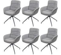 Lot de 6 chaises de salle à manger MENDLER HWC-K32 tissu/textile gris-gris foncé Gris foncé G
