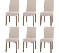 Mendler Chaises de salle à manger Littau – Lot de 6, tissu chenille crème, pieds couleur naturelle