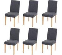 Lot de 6 chaises de séjour Littau tissu gris anthracite, pieds clairs