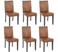 Lot De 6 Chaises De Séjour Littau Simili-Cuir, Aspect Daim Marron, Pieds Foncés Multicolore