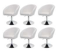 Lot De 6 Chaises De Salle À Manger Hwc-F19, Chaise De Cuisine Pivotante Loungesessel, Pivotante Réglable En Hauteur Tissu/Textile Crème-Blanc Multicolore