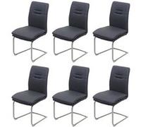 6x chaise de salle à manger HWC-H70, chaise de cuisine, tissu/textile acier brossé gris foncé