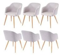 6x chaise de salle à manger HWC-D71, chaise de cuisine, design rétro, accoudoirs, tissu gris clair/gris