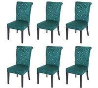6x chaise de salle à manger HWC-D22, chaise de cuisine, rivets velours vert foncé, pieds noirs