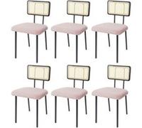 Lot De 6 Chaises De Salle À Manger Hwc-K88, Fauteuil Chaise, Certifié Fsc Bois Poly Rotin Métal Bouclé Tissu/Textile Rose Multicolore