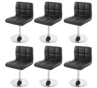 Mendler Chaises de salle à manger Kavala Lot de 6 pivotantes similicuir chrome Gris