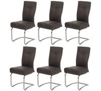 6x Chaise De Salle À Manger Hwc-G56, Chaise De Cuisine Cantilever, Textile Aspect Daim Gris Gris