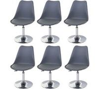 6x chaise pivontante Malmö T501, hauteur réglable, cuir synthétique gris foncé