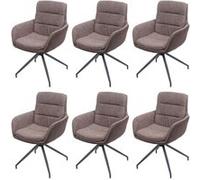 Lot de 6 chaises de salle à manger HWC-K32, chaise de cuisine fauteuil chaise, pivotante position auto, tissu/textile brun-brun foncé