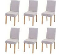 Lot de 6 chaises de salle à manger Chaise de cuisine Littau textile, crème-beige, pieds clairs