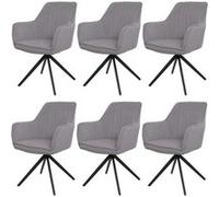 Mendler - Lot de 6 chaises de salle à manger HWC-L79 - Auto-Position, tissu gris clair