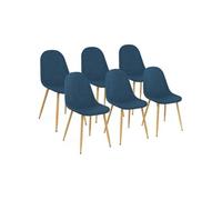 Lot De 6 Chaises Scandinaves Daphne En Tissu Bleu Canard Pour Salle À Manger Bleu