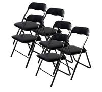 Lot de 6 chaise pliante, chaise de salle à manger rembourrée en PVC coloris noir - Longueur 44 x Profondeur 48 x Hauteur 80 cm