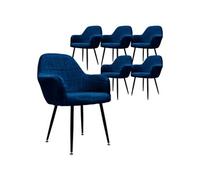 Lot de 6 chaise salle à manger aspect velours bleu foncé rétro réglable hauteur ML-DESIGN