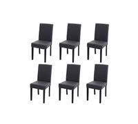 Lot de 6 chaises de salle à manger Chaise de cuisine Littau similicuir, gris mat, pieds foncés
