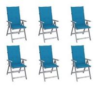 Lot de 6 chaise en acacia non pliable exterieur H. 111 cm bois