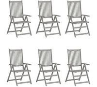 Lot de 6 chaise en acacia non pliable H. 111 cm exterieur bois