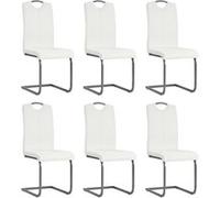 Vidaxl Chaises De Salle À Manger Cantilever 6 Pcs Blanc Similicuir Blanc