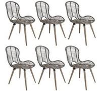 Lot de 6 chaise en rotin empilable non pliable H. 85 cm interieur marron