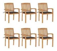 Lot de 2 Chaises de Jardin avec Coussins Siège Bleu Bois de Teck Massif vidaXL
