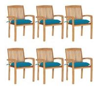 Lot de 6 chaise en teck empilable non pliable H. 93 cm exterieur bois