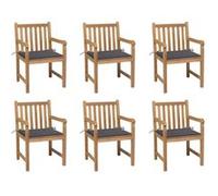 Vidaxl Chaises De Jardin Lot De 6 Et Coussins Anthracite Bois De Teck