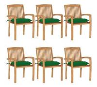 Lot de 2 Chaises de Jardin avec Coussins Siège Bleu Bois de Teck Massif vidaXL