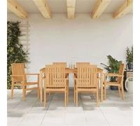 Lot de 8 Chaises de Jardin Empilables Sièges Patio Balcon Bois Teck vidaXL