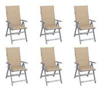 Lot de 8 Chaises Inclinables de Jardin avec Coussins Siège Gris Acacia vidaXL