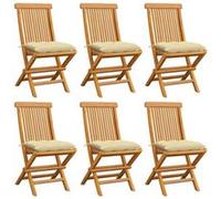 Lot de 6 chaise vidaxl exterieur non pliable en teck H. 89 cm blanc Blanc G