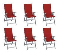 Lot de 8 Chaises Inclinables de Jardin avec Coussins Siège Gris Acacia vidaXL