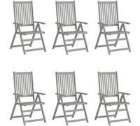 Lot de 6 chaise Vidaxl en acacia empilable non pliable H. 111 cm exterieur gris gris
