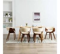 2x Bois Courbé Chaises de Salle à Manger Crème Tissu Dîner Cuisine vidaXL
