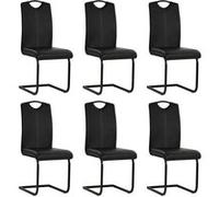 Vidaxl Chaises De Salle À Manger Cantilever 6 Pcs Noir Similicuir Noir