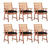Lot de 6 Chaises à Manger d'Extérieur avec Coussins Siège Acacia Massif vidaXL