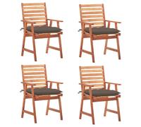 Lot de 6 Chaises à Manger d'Extérieur avec Coussins Siège Acacia Massif vidaXL
