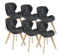 [en.casa] Lot de 6 Chaises de Salle à Manger Design Intemporel Set de 6 Fauteuils Rembourrés pour Cuisine Salle à Manger Salon Capacité 120 kg Simili Bois de Hêtre 78 x 47 x 52 cm Noir
