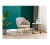 Chaise Vente-Unique.com Lot de 6 chaises avec accoudoirs - Tissu et hévéa - Beige - JELISA