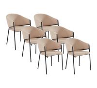 Lot de 6 chaises avec accoudoirs en tissu et métal - Beige - ORDIDA de Pascal MORABITO Beige