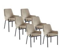 Lot de 6 chaises avec accoudoirs en velours et métal - Beige - CAROLONA de